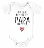 MoonWorks® Baby Body mit Spruch ich habe den besten Papa der Welt Geschenk Geburtstag Bio-Baumwolle Jungen & Mädchen weiß 0-3 Monate
