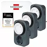 Brennenstuhl 3er Set Zeitschaltuhr MZ 20, mechanische Timer-Steckdose (Tages-Zeitschaltuhr mit erhöhtem Berührungsschutz) grau