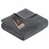 Ibena Porto Knieschoner 100x150 cm - Kinderdecke dunkelgrau aus Baumwollmischung, kleine Flauschige weiche und angenehm warme Decke