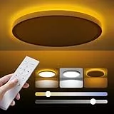 Aphyni Deckenlampe LED Deckenleuchte,Flach 24W,3000K-6500K,Dimmbar mit Fernbedienung,5W Nachtlicht Warm,App Intelligente Steuerung,2.5cm Ultra Dünn Schlafzimmer Lampe für Küche Büro