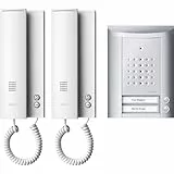 Schneider Electric Ritto Türsprechanlage, Entravox, Komplettset für 2-Familienhaus, Gegensprechanlage mit Beleuchtung und Klingeltasten, Silber/Weiss, Artikelnummer 1841220