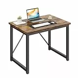 JUMMICO Schreibtisch 80 x 50 x 75 cm, Computertisch mit verstellbaren Füßen, Haken, 60 kg Tragkraft und wasserfester Platte, für Kinderzimmer und kleine Räume, Vintage Braun