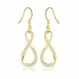 Ohrringe Hängend 925 Silber Ohrhaken Unendlichkeit Ohrhänger AAA Zirkonia Infinity Hängeohrringe Große Gold Farbe