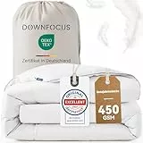 DOWNFOCUS Komfort Bettdecke 220x240 | 100% Weiche Federn & Daunen | Oeko-Tex, RDS Zertifiziert für Tierwohl | Ganzjahres Federbett Daunendecke 240x220cm Bezug aus 100% Baumwolle