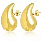 Dupes Goldene Ohrringe - 18K Gold Drop Earrings mit Hypoallergenen Schleifen für Damen & Mädchen