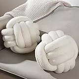 Namalu 2 Stück Knotenkissen 28 cm Aesthetic Kissen Deko Kissen Groß Beige Knoten Dekokissen Runde Wurfkissen Bouclé Dekokissen für Bett Sofa Couch Boden