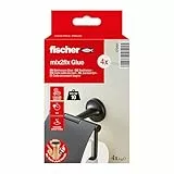 fischer Badkleber im 4er Pack, Klebstoff zur Anbringung von Badaccessoires, wasserbeständig, für Bad & Küche, Befestigung ohne Bohren, zuverlässiger Halt, 4 x 4 g