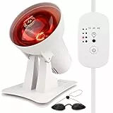 Gaethra Infrarotlampe 150W mit 4 Temperaturstufen & 3 Timer, Einstellbarer Winkel, Tiefenwärme Gegen Muskelermüdung, Rotlichtlampe Wärmelampe Therapie für Gesicht & Körper