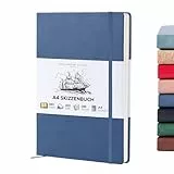 BEECHMORE BOOKS Skizzenbuch A4 (21,0 × 29,7 cm) – Hardcover aus Veganleder, 156 Seiten 160 g/m² | Perforiert, Lay-Flat, Blanko Skizzenblock, Geschenkbox, Skizzenblock für Zeichnen, Malen, Mixed Media