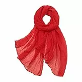 2025 - Damenschal, Sommer, lässig, bunt, mehrfarbig, einfarbig, Chiffon, dünner, normaler Seidenschal, Sonnenschutz, kleiner Winterschal, rot, Einheitsgröße