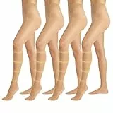 PIKY PACK 4 Paar Stützstrumpfhose Damen 40 DEN Made in Italy, Feinstrumpfhose mit Kompression 8 mm/Hg, Größe S-XL (DE/NL/SE/PL, Alphanumerisch, L, XL, Regular, Regular, Hautfarbe)