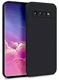 MyGadget Hülle für Samsung Galaxy S10 Plus - Zweilagige Handyhülle mit Kameraschutz - Cover mit Innenfutter & Silikon außen - Schwarz