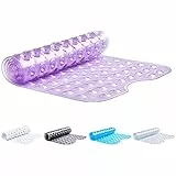 TranquilBeauty rutschfeste Badematte mit Saugnäpfen | Lila 100x40cm/40x16in Extra Lange Badewannenmatten | Maschinenwaschbar, Latex-frei | Duschmatte Ideal für Ältere & Kinder
