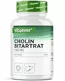 Cholin Kapseln - 365 Kapseln mit 1500 mg Cholin Bitartrat pro Tagesdosis - Über 6 Monate Reichweite - Leber, Homocystein & Fettstoffwechsel - Natürlich, hochdosiert, vegan