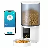Futterautomat Katze Katzenfutter Automat WiFi: Futterspender Katze mit Maßgeschneidert Zeitplan - Automatischer Katzenfutterspender APP-Steuerung Hunde/Katzen Futterautomaten - Weiß 6L