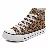 CHICMARK Damen High/Low Top Sneaker Fashion Leopard Espadrilles (Gelb High Top, 38 EU)