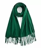 Bobelle Wear Schal Damen, Warme Winterschal Baumwolle, Weicher Große Deckenschal mit Fransen/Quasten, Kuscheliger Dicker Deckenschal, 196 x 69 cm (Grün)