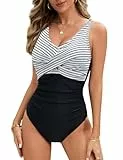 UMIPUBO Badeanzug Damen Bauchweg Push Up One Piece Bademode Sexy V Ausschnitt Swimsuit mit Bügel Swimwear