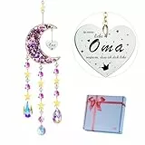 HDCRYSTALGIFTS Kristall Sonnenfänger mit Sternen-Mond Design - Premium Fensterdeko für Garten, Wohnzimmer & Balkon | Geschenk für Oma voller Liebe & Wertschätzung | Hochzeit, Geburtstag & Weihnachten