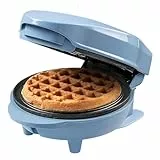 Bestron Mini-Waffeleisen für klassische Waffeln, kleiner Waffelmaker mit Antihaftbeschichtung, für Kindergeburtstage, Familienfeiern, Ostern oder Weihnachten, Retro Design, 550 Watt, Farbe: Blau