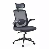 MyBuero Home Office Bürostuhl VERTUFLEX Ergonomischer, 4D-Kopfstütze, höhenverstellbarer Lordosenstütze, hochklappbaren Armlehnen, Schwarz