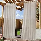 Newtihnking Outdoor Vorhang Wetterfest 2er Set, Outdoor Vorhang Sonnenschutz Mit öSen FüR Gardinen Pavillon Terrasse, 245x132 cm(HöhexBreite)