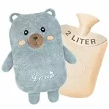 Wärmflasche Wärmflaschengürtel 2L Koala Wärmflasche gürtel extrem flauschig, aus Gummi mit weichem Taillen-Bezug wärmeflasche für Nacken, Schulter, Rücken, Beine, Taille