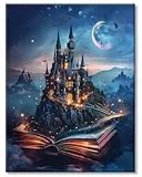 AG.AIIEU Malen nach Zahlen Erwachsene, DIY Handgemalt Ölgemälde Zauberschloss - Paint by Numbers Adult Mit - 3 Pinseln und Acrylfarbe knitterfreie leinwand Kit - 40 x50 cm