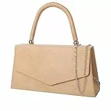 Women'S Suede Bag Envelope Clutch Bag,Suede Clutch Bag/Evening Bag Faux Suede Slim Clutch Bag,Retro Style Suede Leather Handbag Ideal For Parties,Weddings,Events,（One Size） (Aprikose)