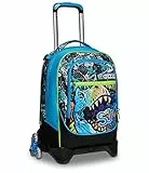 SJ GANG STYLE JAM GANG Rucksack mit Trolleyfunktion, Schulranzen mit Rollen, 3 in 1, Abnehmbarer Rucksack, ab 1. Klasse, für Schule, Sport, Reisen&Freizeit, Mädchen und Jungen, blau-grün