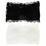 LUOEM 2 Stücke Damen Bandeau-BH Spitze (weiß Schwarz)