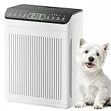 EVALIT Luftreiniger für Schlafzimmer, 2200 Ft², mit Waschbaren Filtern & Duft, Luftreiniger für zu Hause mit PM 2,5-Anzeige, Luftqualitätssensor für Rauch, Staub und Gerüche, Mattweiß, 1 Pack + 3 Modi