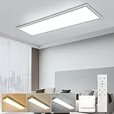 LEOEU LED Panel Deckenleuchte 100x25CM, Deckenlampe mit Fernbedienung, 30W 3800LM Deckenlampe Dimmbar 3000K - 6500K, Deckenleuchte Büro mit Speicherfunktion, Deckenpanel für küche Wohnzimmer