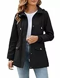 Tuopuda Damen Jacke Frühling Frühlingsjacke Sommerjacke Herbstjacke Hoodie Jacke Reißverschluss Kapuzenjacke Sommermantel Kurzmantel mit Taschen Geschenk für Frauen, Schwarz, XL