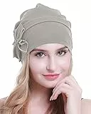 osvyo Baumwolle Chemo-Turbane Kopfbedeckung Beanie Mütze Kappe für Frauen Krebs Patienten Haarausfall WARMES GRAU