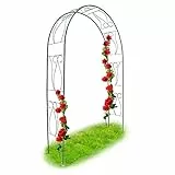 Relaxdays Rankbogen Rosen 233 x 153 x 39 cm HxBxT, Metall Rosenbogen, wetterfeste Rankhilfe mit Verzierung, dunkelgrün, Grün