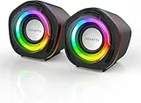 HEANTTV Computer-Lautsprecher, Mini Stereo 6W USB Powered 3.5mm AUX-in Portable für PC, Laptop, Notebook, Desktop (Schwarz) (Mehrfarbig)