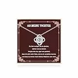 USEEDOVIA Kette Geschenke für Tochter, Kette 40cm mit Anhänger Herz AAA Zirkonia Weiß Vergoldet Halskette mit Karte und Geschenkbox