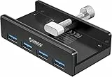 USB 3.0 Hub 4 Port, ORICO Aluminium SuperSpeed Datenhub Mit Extra Netzteilanschluss Port für Desktop Computer, MacBook, MacBook Air/Pro/Mini（Schwarz）