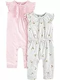 Simple Joys by Carter's Baby Mädchen Overall (2er Pack), Graue Schwäne/rosa Streifen, 18 Monate