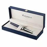 Waterman Hémisphère Füller | Schwarze und blaue Lackierung mit palladiumbeschichteten Zierteilen | Füllfederhalter mit mittlerer Edelstahl Feder | Geschenkbox