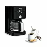 TEFAL SMART'N LIGHT Elektrische Kaffeemaschine schwarz, 1,25 l, programmierbar, 24 Stunden, Aroma-Funktion nach 30 Minuten, tropffrei, CM600810