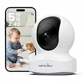 wansview 5MP Babyphone mit Kamera-3K Überwachungskamera innen, 5G/2.4Ghz WLAN IP Kamera, schwenkbare Haustier Kamera, Datenschutzbereich, Zwei-Wege-Audio, Kompatibel mit Alexa（Weiß）