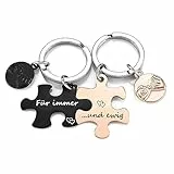 JSDDE Pärchen Schlüsselanhänger mit Gravur Für immer, und ewig Süße Puzzle Paar Schlüsselanhänger Kreativ Keychain Geschenk für Paar Freunde Liebhaber Partner