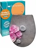 Calmwaters® WC Sitz Motiv Wellness Orchidee einfache Montage, Toilettendeckel bis 250 kg, Made in EU, antibakterieller Duroplast, Absenkautomatik, 2 Montage Optionen, abnehmbar, Klobrille, oval