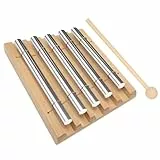 Glockenspiel,Klangspiel und Gong Set mit Holzschlägel - 5 Ton Klangstab Chime Xylophon für Musikalische Früherziehung, Geschenk, Klanghölzer Lehrer, Yoga und Meditation