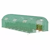 FIVMEN Gewächshaus Foliengewächshaus 3x6 m Folientunnel Tomatengewächshaus Tomatenhaus 18 m² mit 6 Fenster Treibhaus Tomatendach Gartengewächshäuser für Anzucht & Pflanzenzucht
