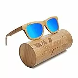 Ynport Bambus-Sonnenbrille für Herren/Damen, klassisches Design, mit Holz beschichtet, Vintage-Stil, Floating Eyewear (blau 853)