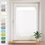 Sonello Plissee Klemmfix ohne Bohren 100cm x 120cm Weiß Faltrollo Plisseerollo Jalousie für Tür & Fenster Blickdicht Sichtschutz Sonnenschutz Fertifplissee Rollo