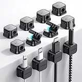 JOYROOM 12 Stück Kabelhalter Kabelclips Verstellbare Kabel Organizer Magnetische Kabelmanagement Selbstklebend Kabelhalter für Schreibtisch, Nachttisch, Ladekabeln, HDMI, USB, Audiokabel, Schwarz